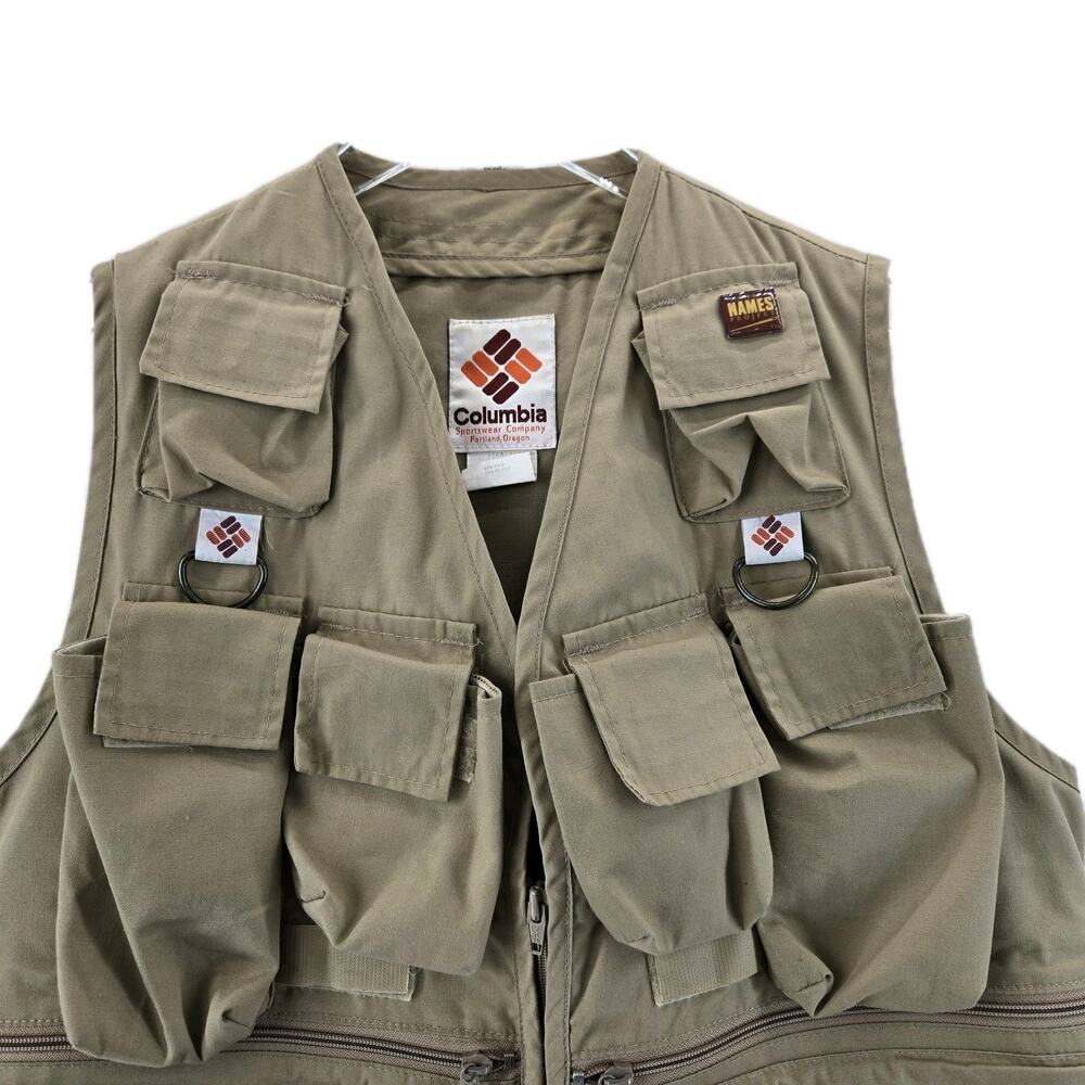Vintage‎ Columbia Sportswear Fly Fishing Vest Size XS Khaki Tan Multi Pocket - Picture 2 of 9